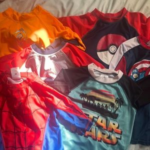 6 Rash Guard Boys Shirts size M 7/8
